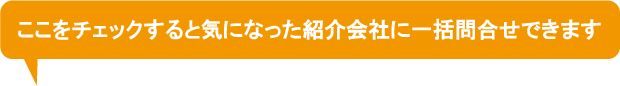 ここをチェックすると気になった紹介会社に一括問合せできます