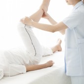 Women who are receiving rehabilitation of leg